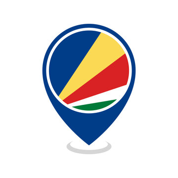 Location pin of Seychelles flag map marker on white background vector illustration icon for mobile apps ui and web design eps10.