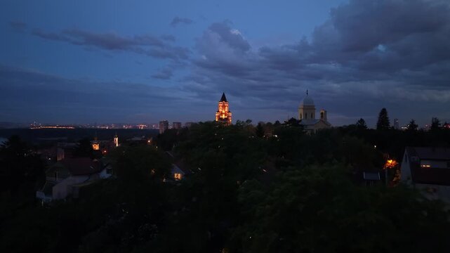 Gardos Tower Belgrade in twilight 