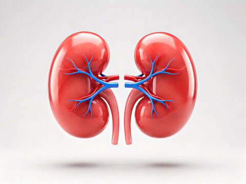 Human Kidney Anatomy Isolated on White Background &ndash; Detailed 3D Medical Illustration