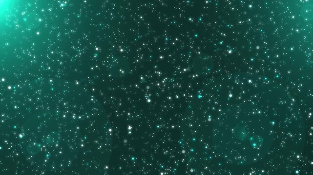 Shining stars dust bokeh glitter in flying movement flickering loop. Light particles and stars floating up slow motion. Shimmering glittering particles lights over cinematic abstract background.