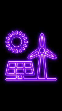 Renewable energy sources power sustainable future with solar panel and wind turbine
