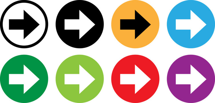 Set of colorful round arrow icons isolated on white background