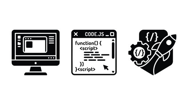 Programming Icons Set For Web Development Concepts