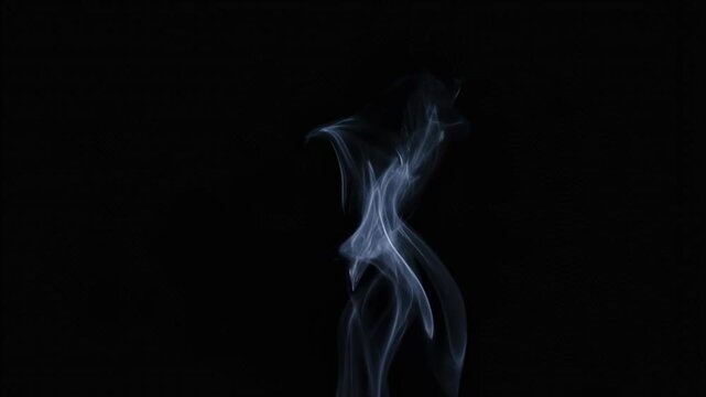 Elegant dance of rising smoke on a dark background captured in three frames