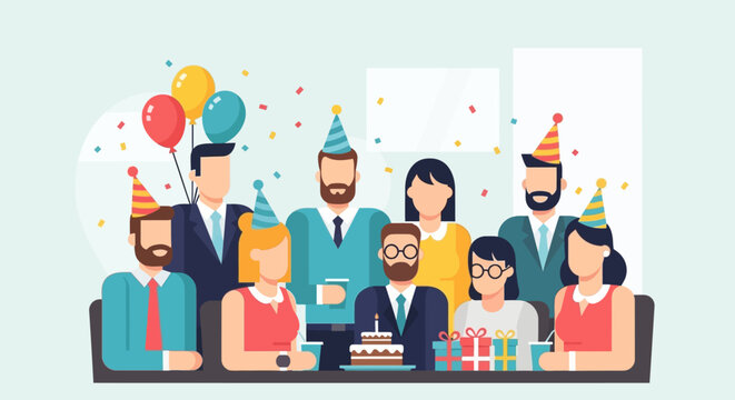Team celebrates boss's special day with cake and gifts in office