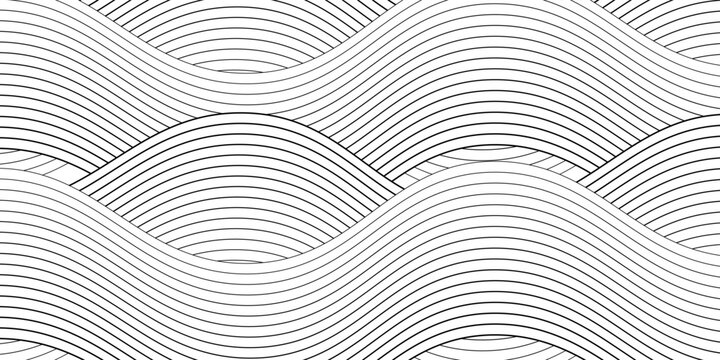 Abstract intertwining black lines on a white background. Modern striped vector background