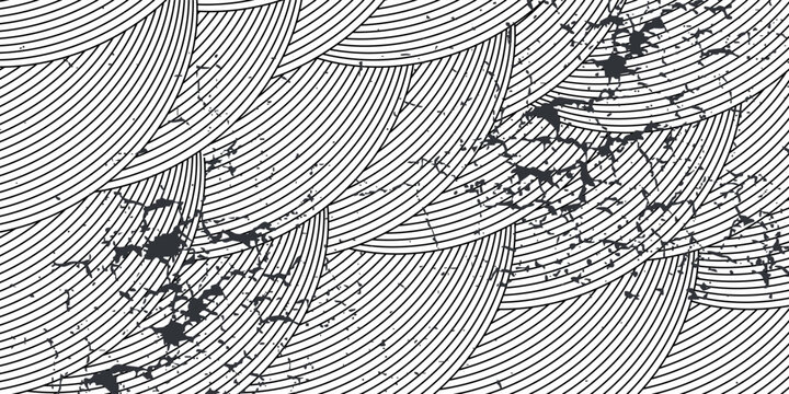 Abstract intertwining black lines on a white background. Modern striped vector background