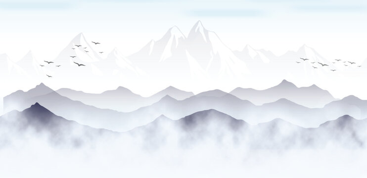 winter landscape with mountains