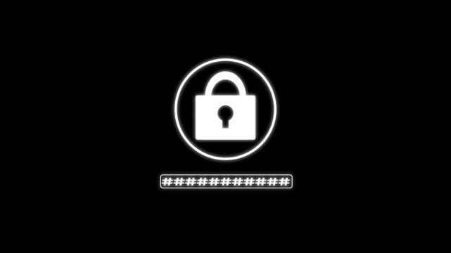 Cyber security password protection lock icon animation glowing red padlock symbol for secure login authentication data privacy encryption internet safety digital protection technology icon