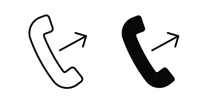 Call outgoing icon design pack in black colour. icon drawings