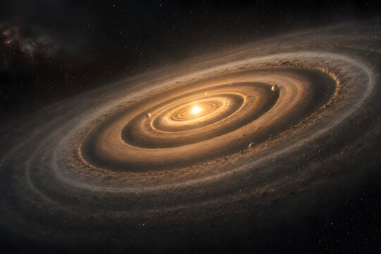 Protoplanetary disk with forming planets around young star