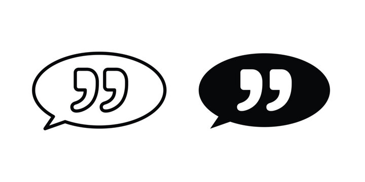 Comment quote icon design pack in black colour. icon drawings