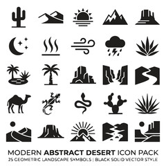 Obraz premium Modern abstract desert landscape icon pack geometric symbols with landscape
