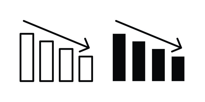 Loss Chart Icon design pack in black colour. icon drawings