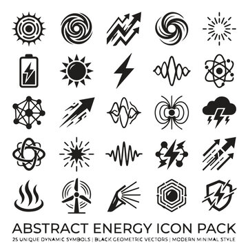Abstract energy icon pack dynamic geometric vector symbols with abstract