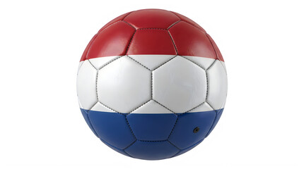 Fototapeta premium A high-quality 3D rendered soccer ball featuring the national colors and tricolor design of the Netherlands flag Isolated on transparent background