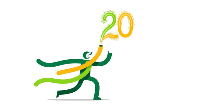 Stylized green runner celebrating 20th anniversary milestone