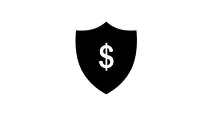 Fototapeta premium A black shield icon featuring a white currency symbol in the center