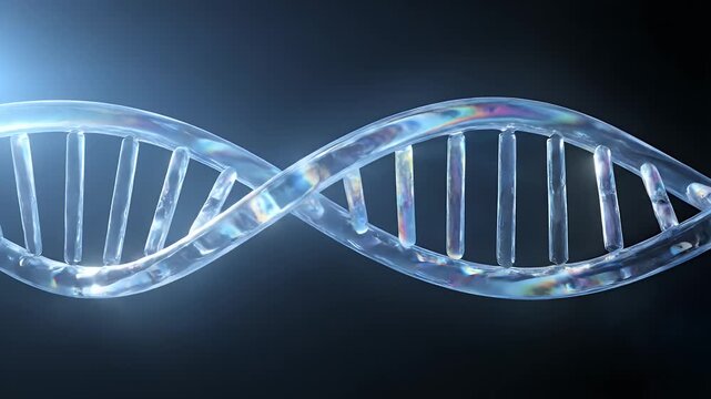 DNA Double Helix Structure Rotating in Dark Background.