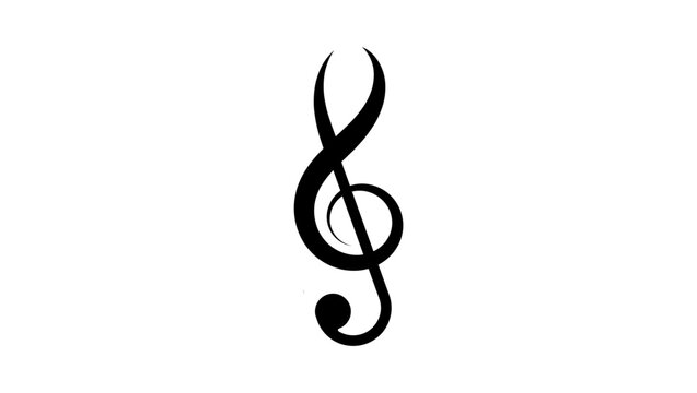 G-Clef symbol, black isolated vector silhouette
