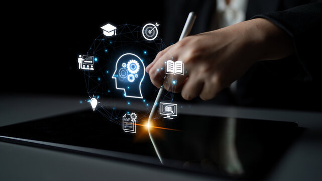 Concept of education and continuous learning. A network of e-learning resources for training, acquiring knowledge, and developing new skills for personal and professional growth. Fermion