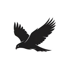 Fototapeta premium Majestic black eagle soaring against white background.