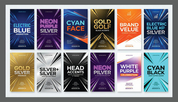 Premium business poster template series with gradient abstract backgrounds and geometric patterns for corporate branding and professional marketing template business corporate branding