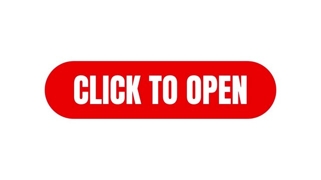 Click to Open clean button text animation on light background for web prompt, simple interface access screen, menu action overlay graphic
