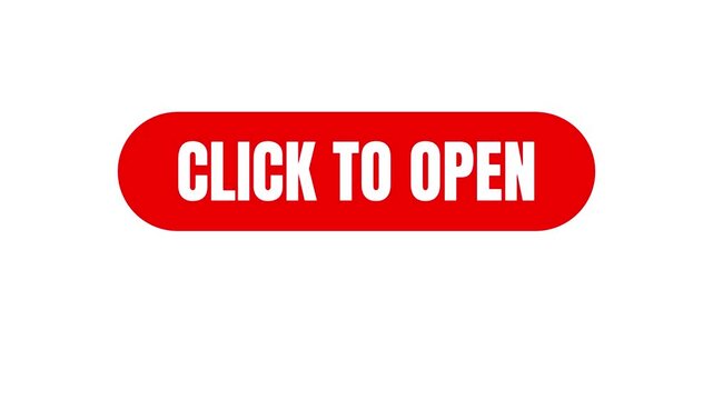 Click to Open clean button text animation on light background for web prompt, simple interface access screen, menu action overlay graphic