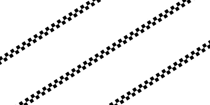 Grunge racing flag pattern with a distressed texture in black and white. Tire track with diagonal checkered design for motorsport themes, banners, graphics overlays. Abstract vector