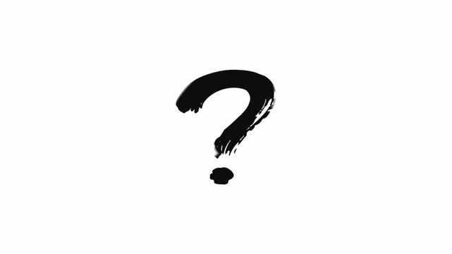 Hand Drawn Question Mark Brush Black on White 4K Wet Stroke