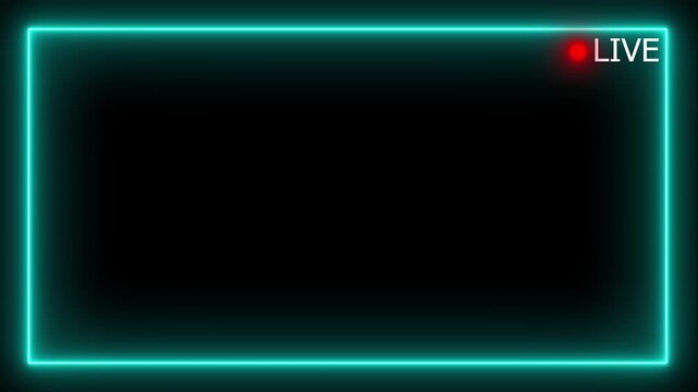 live streaming frame concept video  animation on black background, live broadcast frame video in 4k. screen overlay  frame .