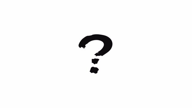 Hand Drawn Question Mark Brush Black on White 4K Shattered Ink