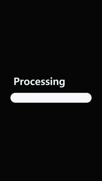 Loading bar animation with simple progress. Loading bar data processing indicator. Loading bar digital interface graphic on black background.
