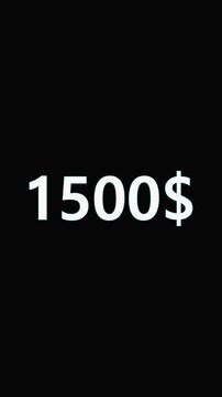 Price tag animation with digital display. Price tag showing two hundred ninety dollars. Price tag retail and ecommerce marketing graphic on black.