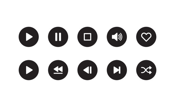 Modern multimedia playback controls with volume and heart icons for social music app ui components.