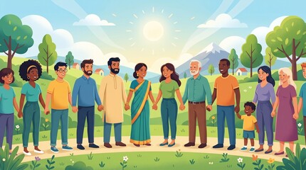 Obraz premium Diverse People Holding Hands Together, Diversity and Inclusion Concept made by AI generative