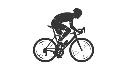 Fototapeta premium Cyclist Silhouette, Minimalist Sports Icon, Cycling on a White Background