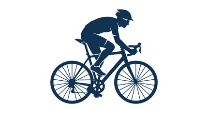 Fototapeta premium Cyclist silhouette riding road bike, monochrome illustration