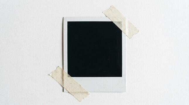 Mockup de moldura de foto instant&acirc;nea em branco com fita crepe em fundo branco