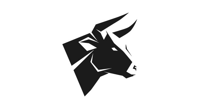 Stylized Black Bull Head Silhouette Vector Art.