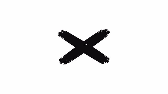 X Brush 4K Black on White Background Bold Grunge Cross Animation