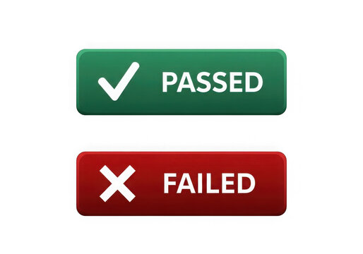 Green pass stamp and red fail stamp on transparent background isolated on transparent background
