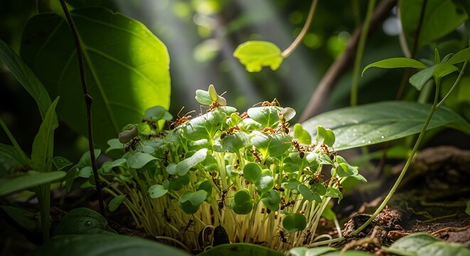 Close up of green moss on forest floor.