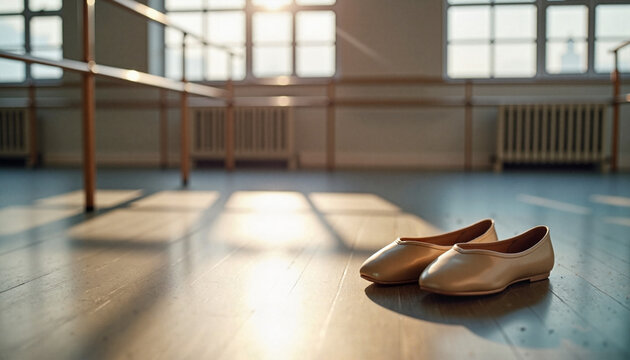 Empty ballet studio with dance shoes symbolizing training challenges