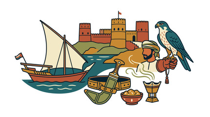 Naklejka premium Vintage Sailing Ship Illustration.