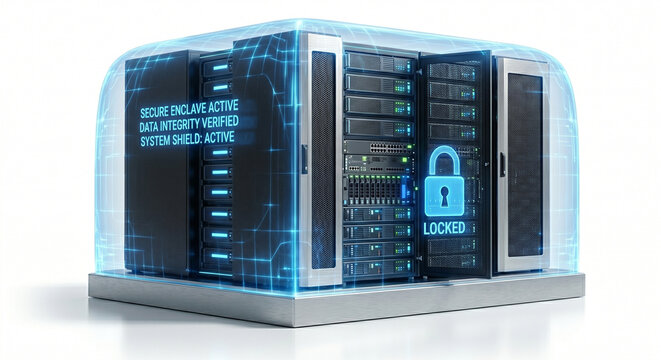 Secure Data Server Isolated on White Background