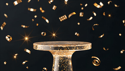 Fototapeta premium Shiny Gold Confetti Party Celebration Background With Glitter And Sparkles