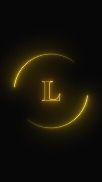 Monogram animation with golden letter l. Monogram abstract digital brand design. Monogram modern motion graphic on black background.