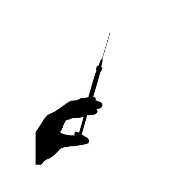 Silhouette of hand with syringe.